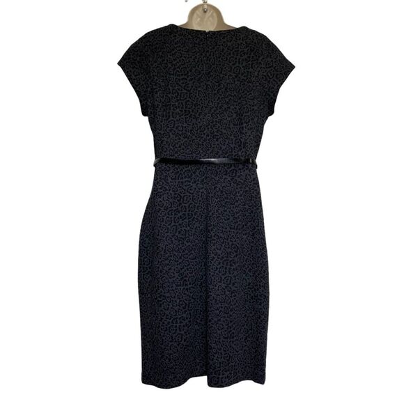 Charter Club Animal Print Knit Lined Dress with Belt Gray Sz 12 NWT - Picture 2 of 12
